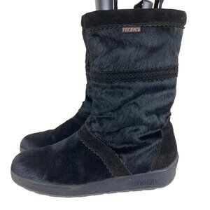 Tecnica Mens Euro 48 US 13.5 Black Goat Fur Shearling Lined Winter Boots Italy